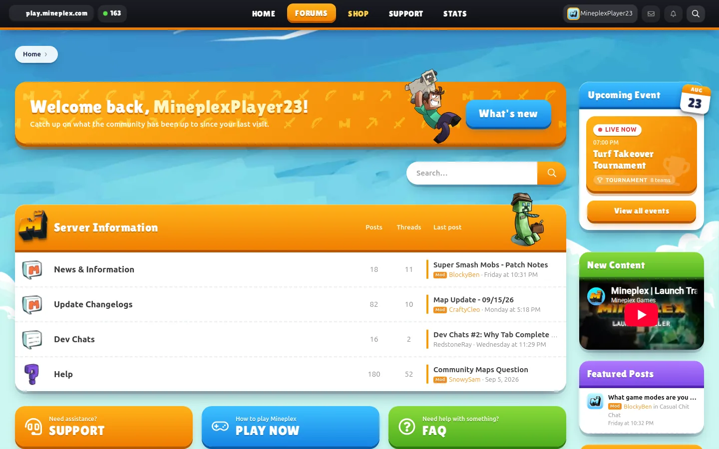 Mineplex обновил сайт: статистика, таблицы лидеров и тёмная тема