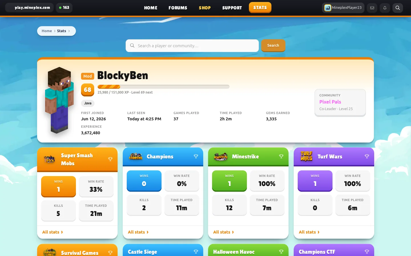 Mineplex обновил сайт: статистика, таблицы лидеров и тёмная тема